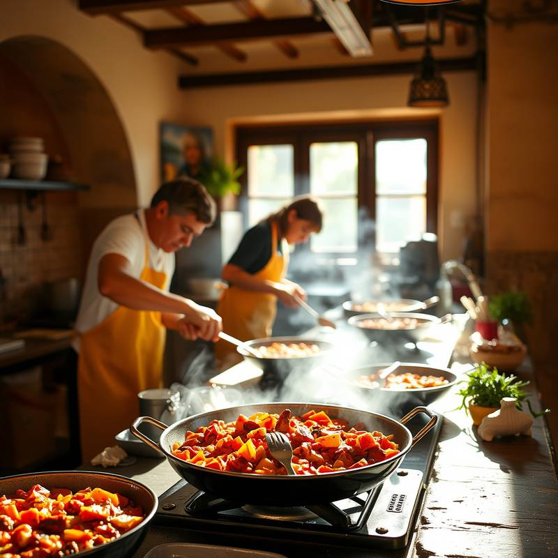 Imagen de una clase de cocina de paella en Valencia, España