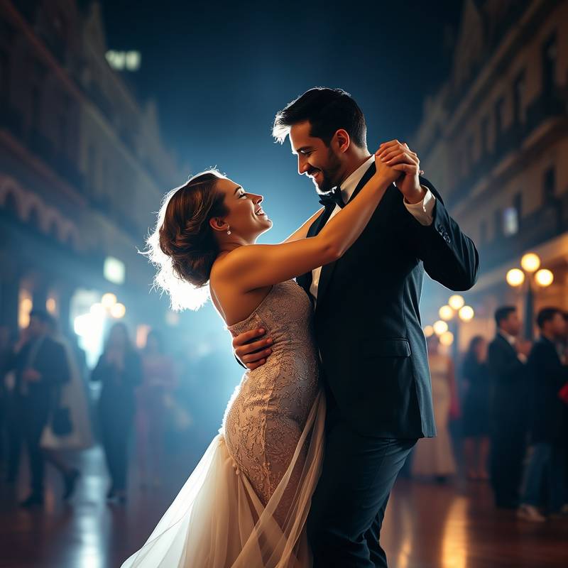 Imagen de una pareja bailando tango en Buenos Aires, Argentina